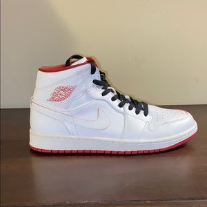 Jordan 1 Retro Mid White Gym Red Black men's